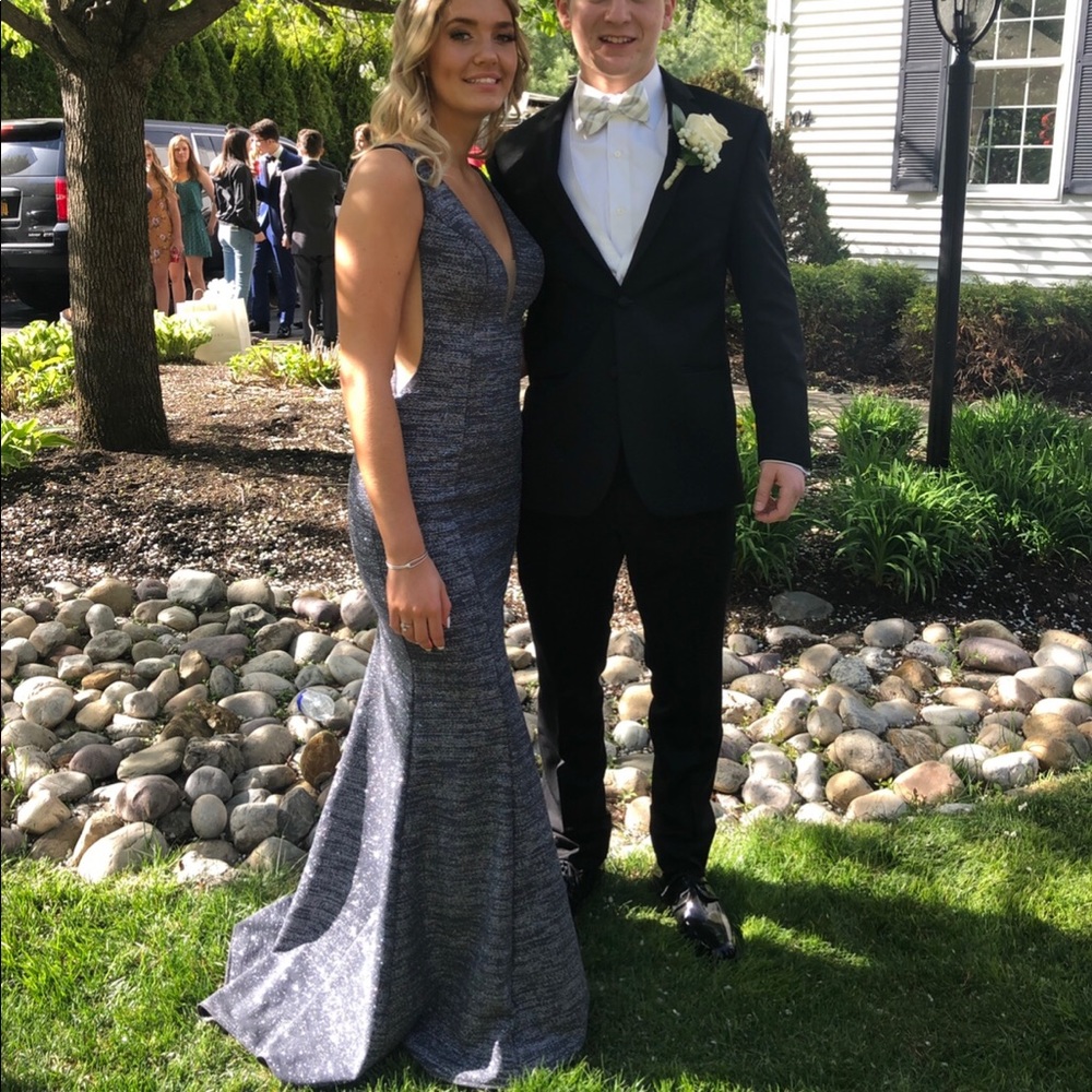 JOVANI GUNMETAL GRAY PROM DRESS